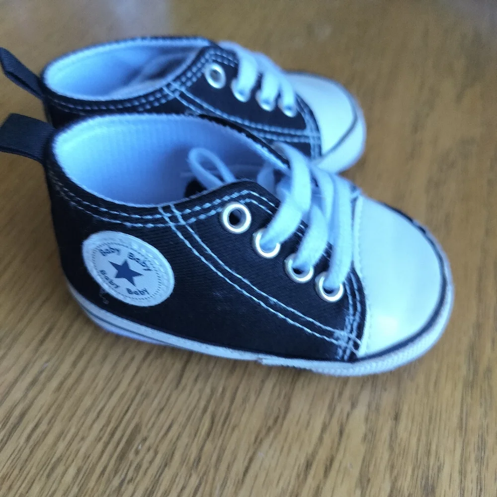 Baby Star-Patch Canvas High-Top Sneakers Black Size 2 Crib Shoes